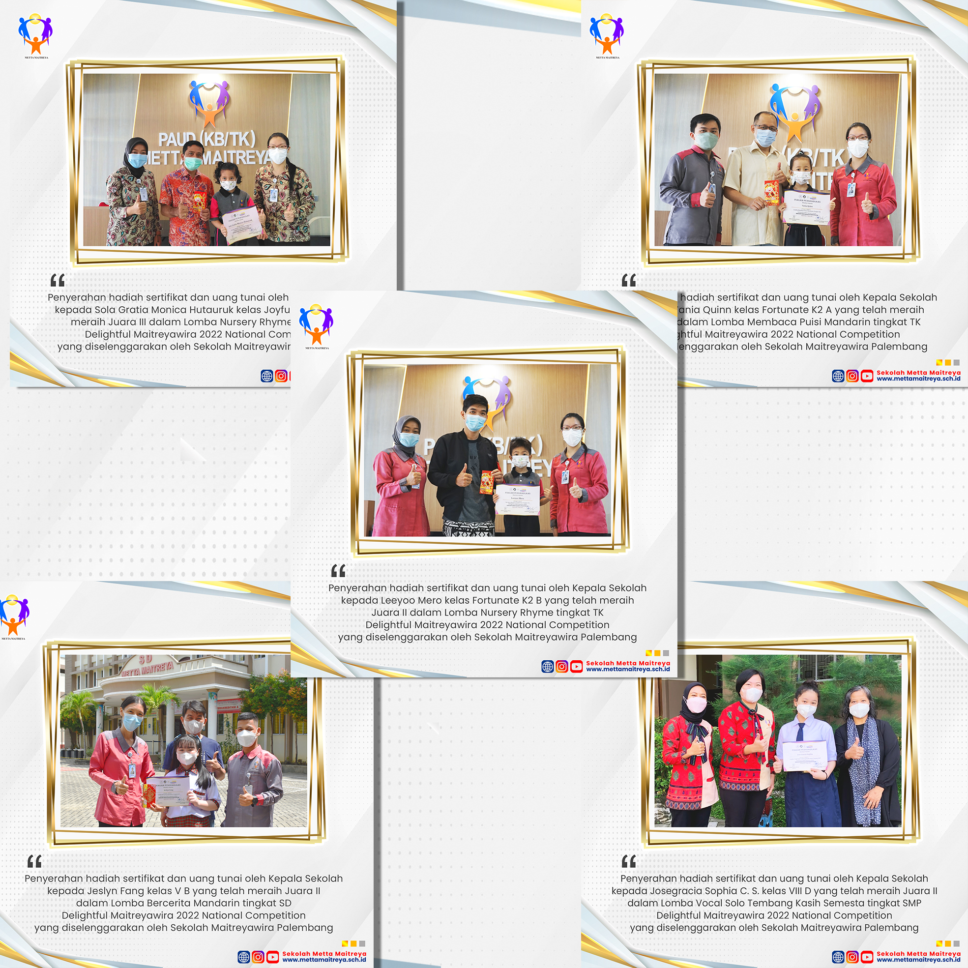 Penyerahan hadiah Sertifikat dan Uang Tunai oleh Kepala Sekolah | SEKOLAH METTA MAITREYA